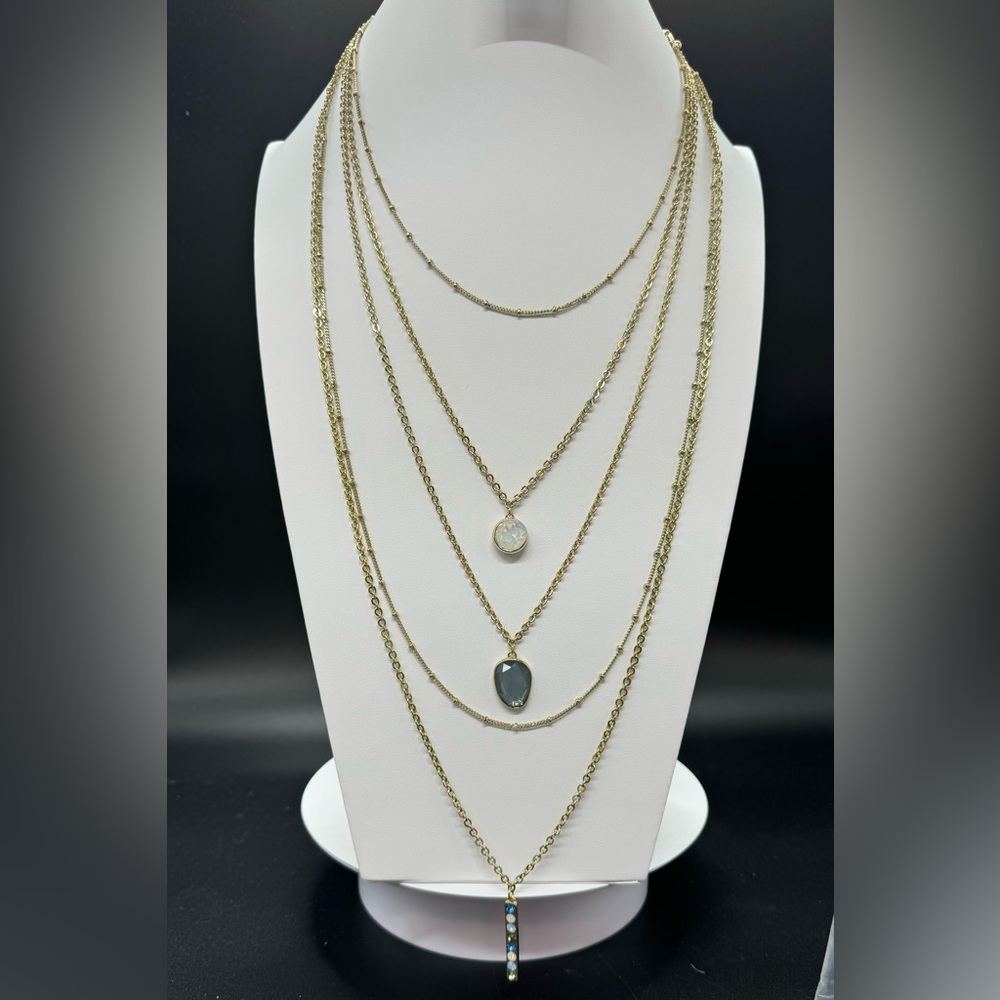 Catherine Malandrino Stunning Gold Tone  Multilayer Long Necklace
